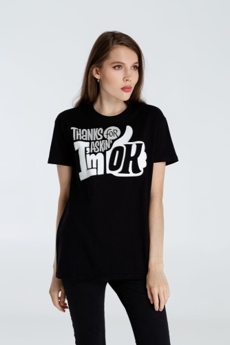 Футболка I'm OK, черная фото 6