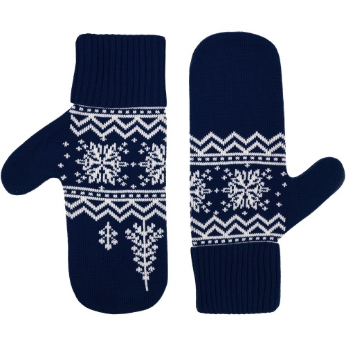 Варежки Elnik, синие с молочно-белым фото 3 Варежки Elnik, синие с молочно-белым фото 3