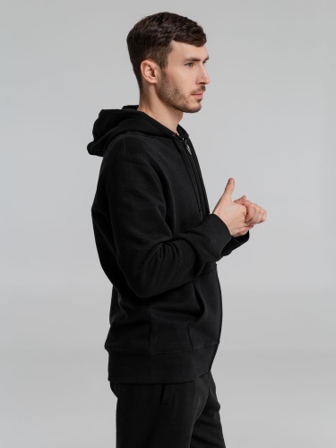 Толстовка на молнии с капюшоном унисекс King, черная фото 6