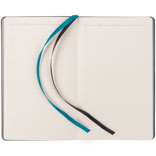 Ежедневник Velours, недатированный, черный с бирюзовым фото 7