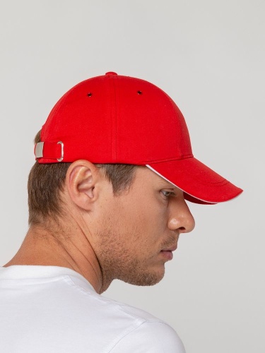 Бейсболка Canopy, красная с белым кантом фото 10 Бейсболка Canopy, красная с белым кантом фото 10