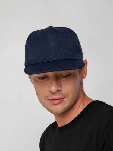 Бейсболка Snapback с прямым козырьком, темно-синяя фото 9 Бейсболка Snapback с прямым козырьком, темно-синяя фото 9