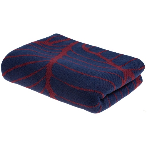 Плед In Leaf, синий с бордовым фото 4