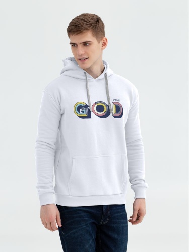 Толстовка с капюшоном «Новый GOD», белая фото 3