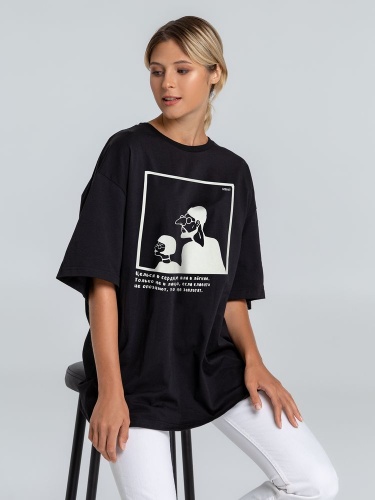 Футболка оверсайз «Леон», черная фото 4