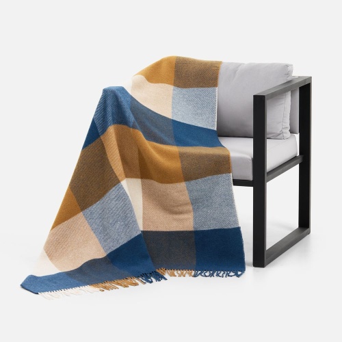 Плед Fleco, синий с коричневым фото 5 Плед Fleco, синий с коричневым фото 5