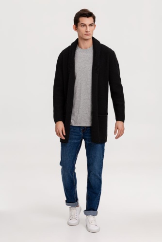 Кардиган мужской с пуговицами Free Flow, черный Кардиган мужской с пуговицами Free Flow, черный