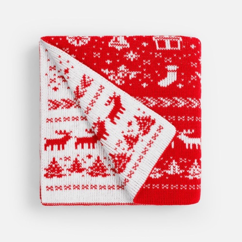 Плед Holidale, красный с молочным фото 3