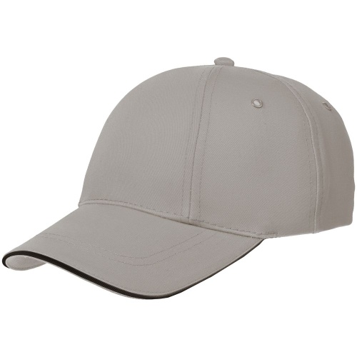 Бейсболка Canopy, серая с черным кантом Бейсболка Canopy, серая с черным кантом