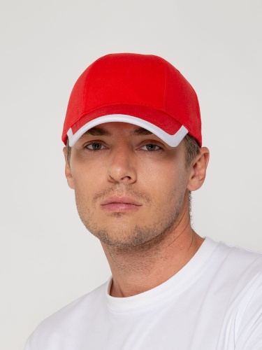 Бейсболка Honor, красная с белым кантом фото 5 Бейсболка Honor, красная с белым кантом фото 5