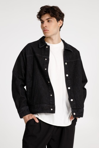 Куртка джинсовая O1, черная фото 2