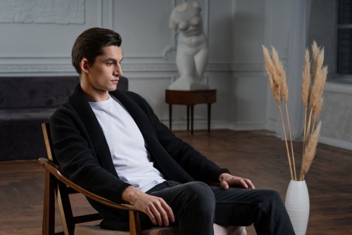 Кардиган мужской с пуговицами Free Flow, синий фото 6 Кардиган мужской с пуговицами Free Flow, синий фото 6