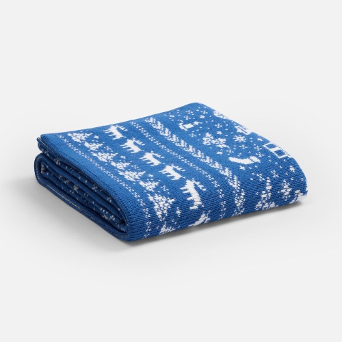 Плед Holidale, синий с молочным фото 4