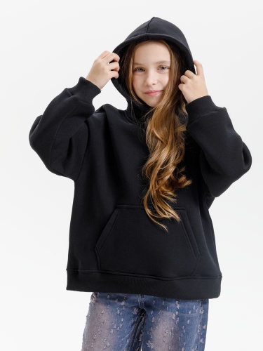 Худи детское оверсайз Junipero, черное фото 3 Худи детское оверсайз Junipero, черное фото 3