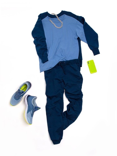 Футболка оверсайз Vozduh 2.0, темно-синяя фото 10