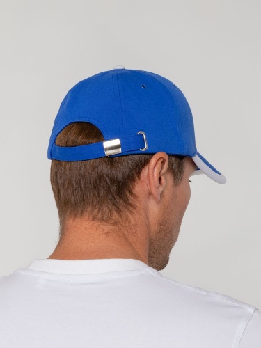 Бейсболка Honor, ярко-синяя с белым кантом фото 7