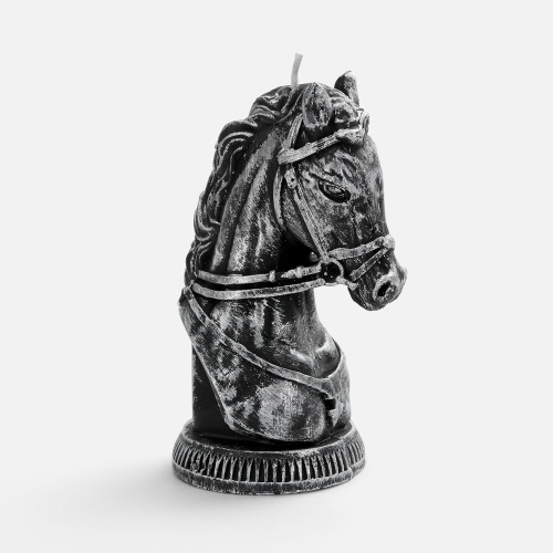 Свеча фигурная «Бюст лошади», серебристая Свеча фигурная «Бюст лошади», серебристая
