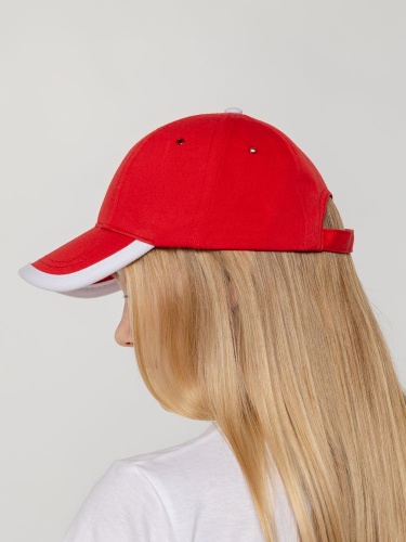 Бейсболка Honor, красная с белым кантом фото 8 Бейсболка Honor, красная с белым кантом фото 8