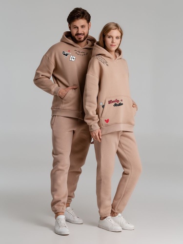 Худи оверсайз с термонаклейками Lucky Strike, бежевое фото 9