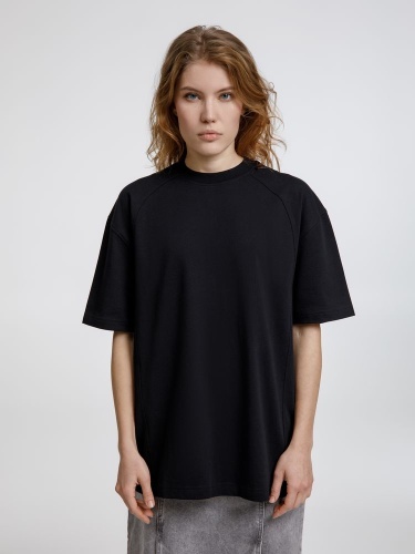 Футболка оверсайз унисекс Sideline, черная Футболка оверсайз унисекс Sideline, черная