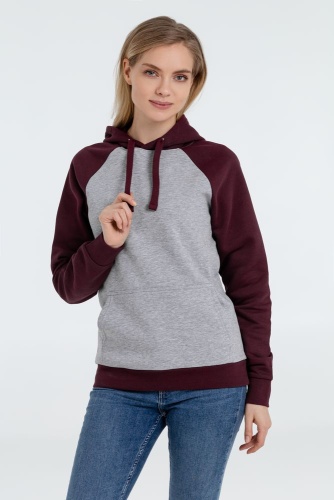 Толстовка унисекс Seattle, серый меланж с бордовым фото 7 Толстовка унисекс Seattle, серый меланж с бордовым фото 7