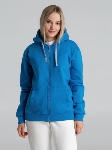 Толстовка с капюшоном на молнии Unit Siverga Heavy, бирюзовая фото 7