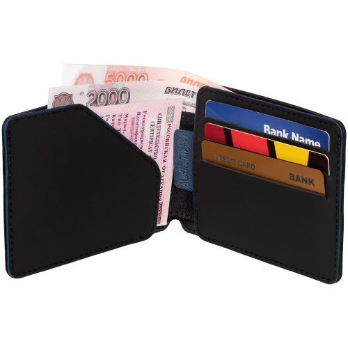 Портмоне Arrival, черное с синим фото 7 Портмоне Arrival, черное с синим фото 7