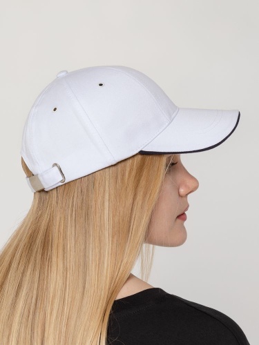 Бейсболка Canopy, белая с темно-синим кантом фото 7 Бейсболка Canopy, белая с темно-синим кантом фото 7