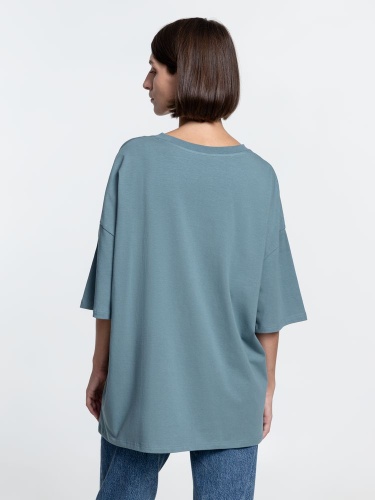 Футболка унисекс оверсайз Crosstown, серо-зеленая фото 4