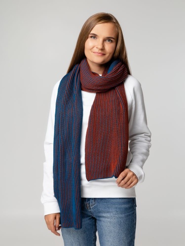 Шарф Nobilis, бирюзовый с терракотовым фото 7