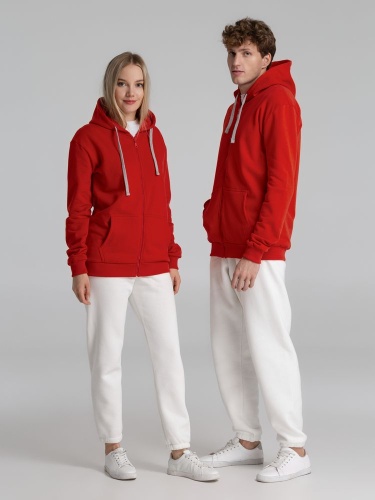 Толстовка на молнии с капюшоном Unit Siverga Heavy, красная фото 16