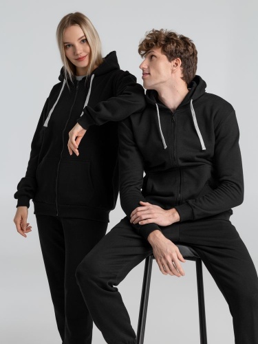 Толстовка на молнии с капюшоном Unit Siverga Heavy, черная фото 14