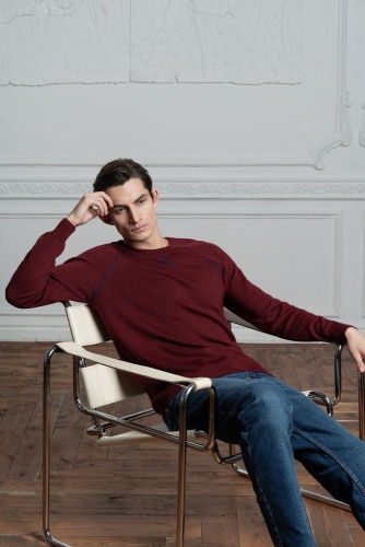 Джемпер Stitch с контрастной отделкой, бордовый с синим фото 7 Джемпер Stitch с контрастной отделкой, бордовый с синим фото 7