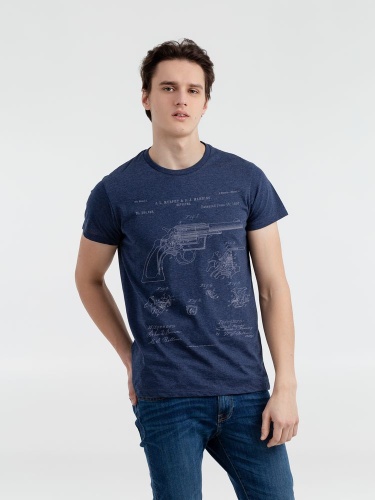 Футболка приталенная Old Patents. Revolver Gun, синий меланж Футболка приталенная Old Patents. Revolver Gun, синий меланж
