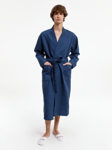 Халат вафельный Kimono, темно-синий фото 4 Халат вафельный Kimono, темно-синий фото 4