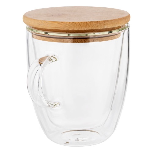 Кружка с двойными стенками Double Wall с бамбуковой крышкой фото 4