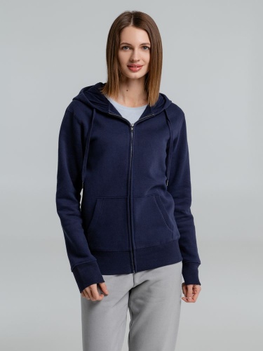 Толстовка на молнии с капюшоном унисекс King, темно-синяя фото 5