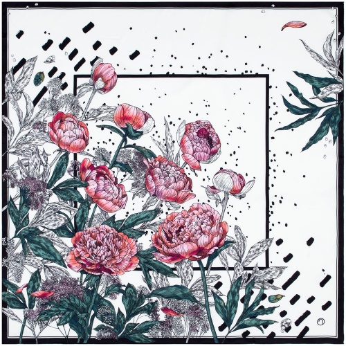 Платок шелковый Delicate, пионы Платок шелковый Delicate, пионы