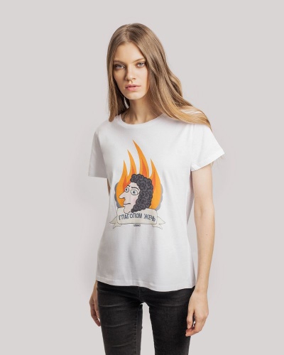 Футболка женская «Глаголом жечь», белая Футболка женская «Глаголом жечь», белая