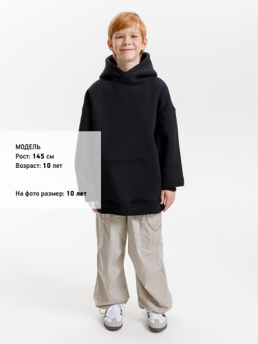 Худи детское оверсайз Junipero, черное фото 4 Худи детское оверсайз Junipero, черное фото 4