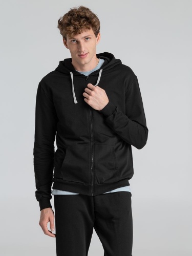 Толстовка на молнии с капюшоном Unit Siverga, черная фото 7