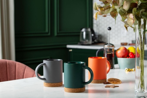 Кружка с пробковой подставкой Corky, серая фото 5 Кружка с пробковой подставкой Corky, серая фото 5