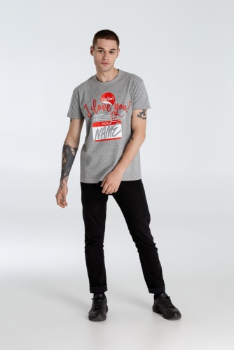 Футболка Hello! I Love You!, серый меланж фото 9