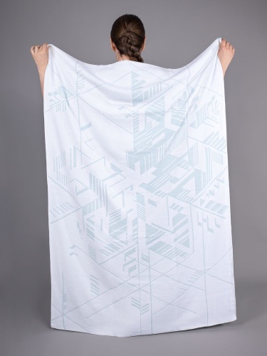 Плед Winterflake, бело-голубой с люрексом фото 2