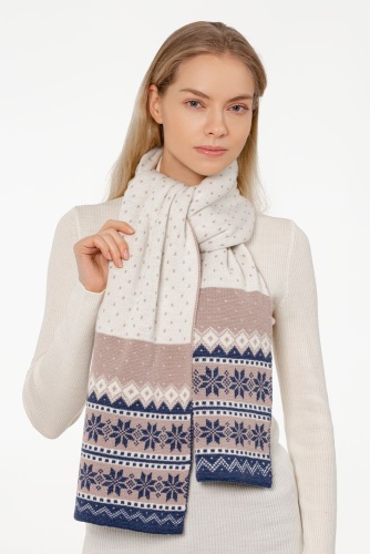 Шарф Happy View, бежевый с синим фото 6 Шарф Happy View, бежевый с синим фото 6