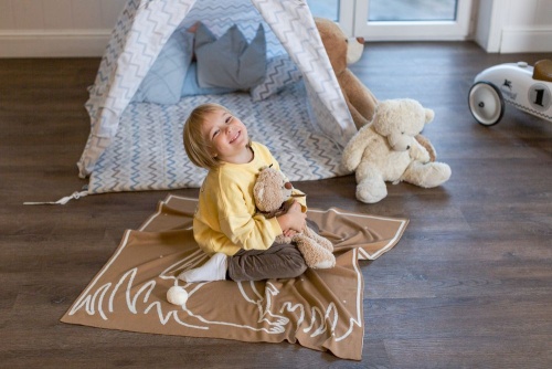 Детский плед Tender. Rabbit, песочный с белым фото 4 Детский плед Tender. Rabbit, песочный с белым фото 4