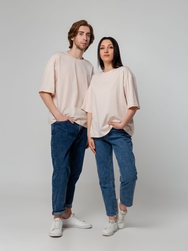 Футболка унисекс оверсайз Street Vibes, бежевая фото 10