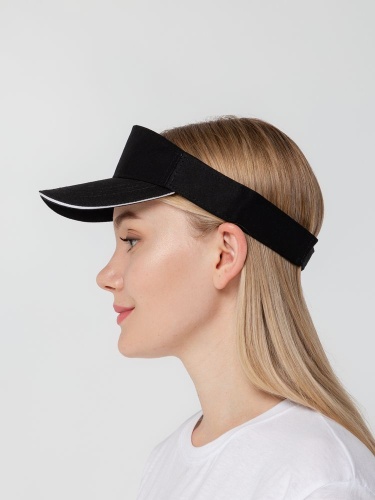 Козырек Active, черный с белым кантом фото 11 Козырек Active, черный с белым кантом фото 11