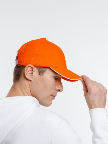Бейсболка Spiker, оранжевая с белым фото 4 Бейсболка Spiker, оранжевая с белым фото 4
