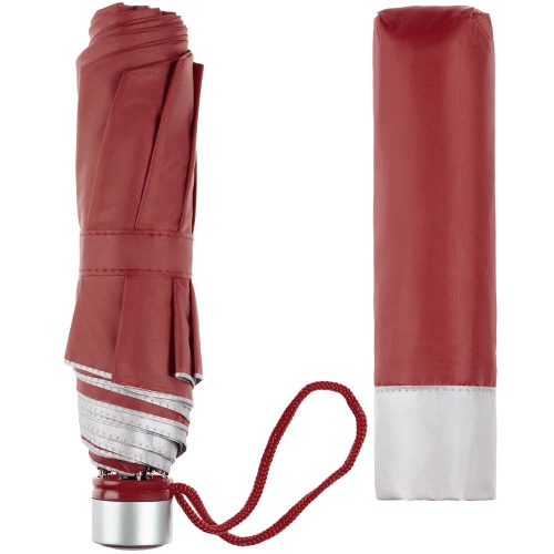 Зонт складной Silverlake, бордовый с серебристым фото 5 Зонт складной Silverlake, бордовый с серебристым фото 5